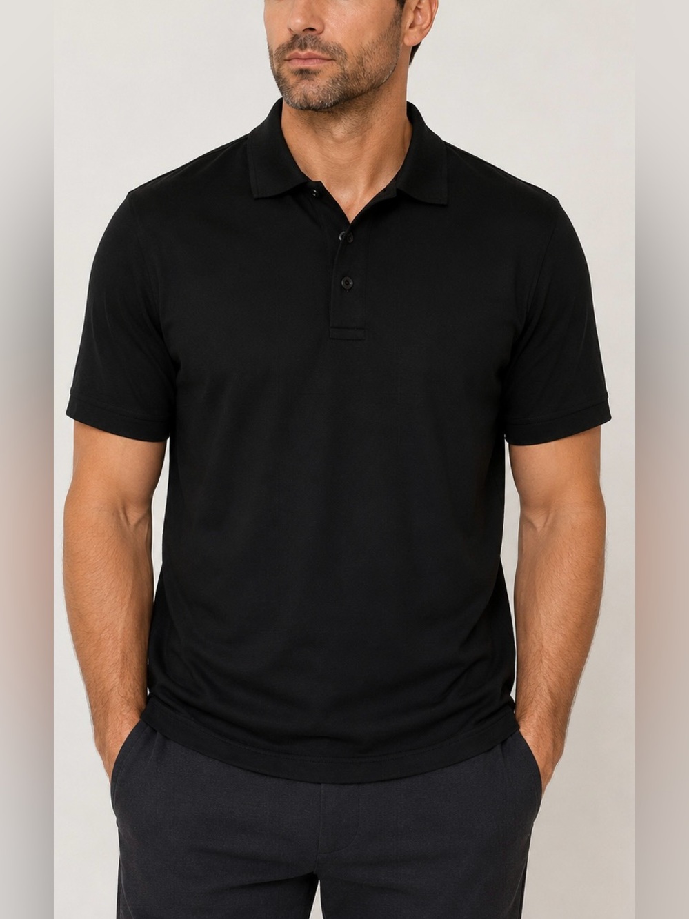 True Classic Black Pima Cotton Polo Shirt Men’s 2XL Short Sleeve Classic Fit